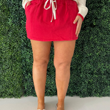 Elastic Waist Drawstring Skort