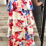 Floral Print Tiered Maxi Skirt
