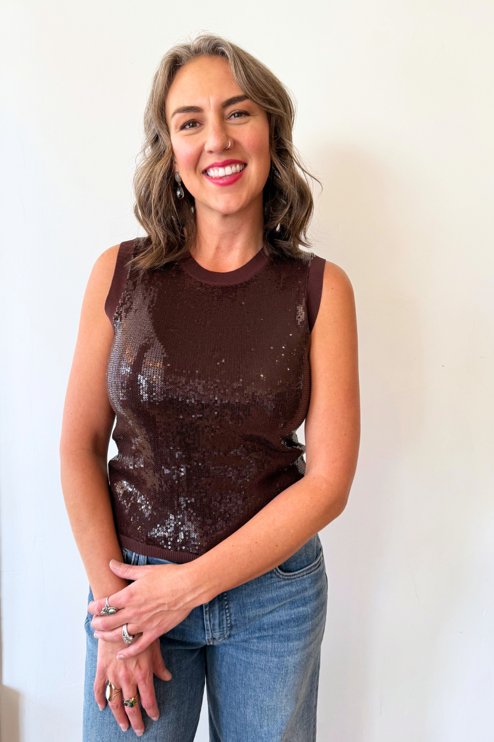 Sequin Sleeveless Top