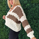 Textured Striped Sweater Cardigan