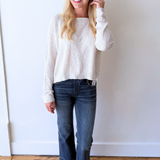 Light Knit Melange Boat Neck Sweater
