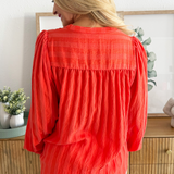 Grandad Collar Self Stripe Cuff Shirt