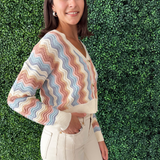 Wavy Rainbow Pattern Button Up