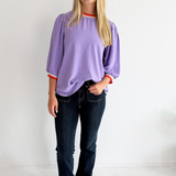Contrast Trim 3/4 Boyfriend Tee