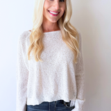 Light Knit Melange Boat Neck Sweater