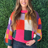 Colorblock Chunky Crochet Sweater