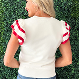 Ruffled Sleeve Game Day Sweater