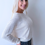 Light Knit Melange Boat Neck Sweater