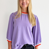 Contrast Trim 3/4 Boyfriend Tee