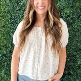 Floral Contrast Button Up Blouse