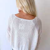 Light Knit Melange Boat Neck Sweater