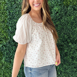 Floral Contrast Button Up Blouse