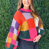 Colorblock Chunky Crochet Sweater