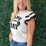 Ruffled Sleeve Game Day Sweater