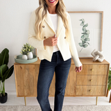Textured Knit Double Breasted Blazer