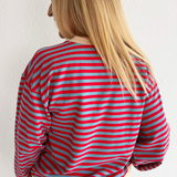 Striped Contrast Trim Crew Neck