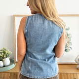 Denim Button Up Vest