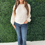 Horizontal Textured Long Sleeve Top