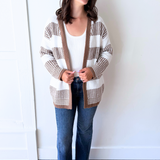 Striped Knitted Long Cardigan