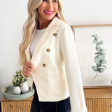 Textured Knit Double Breasted Blazer