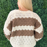 Textured Striped Sweater Cardigan