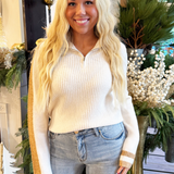 Contrast Trim Side Stripe Detail Sweater