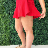 Wrap Front Denim Mini Skort with Ruffles