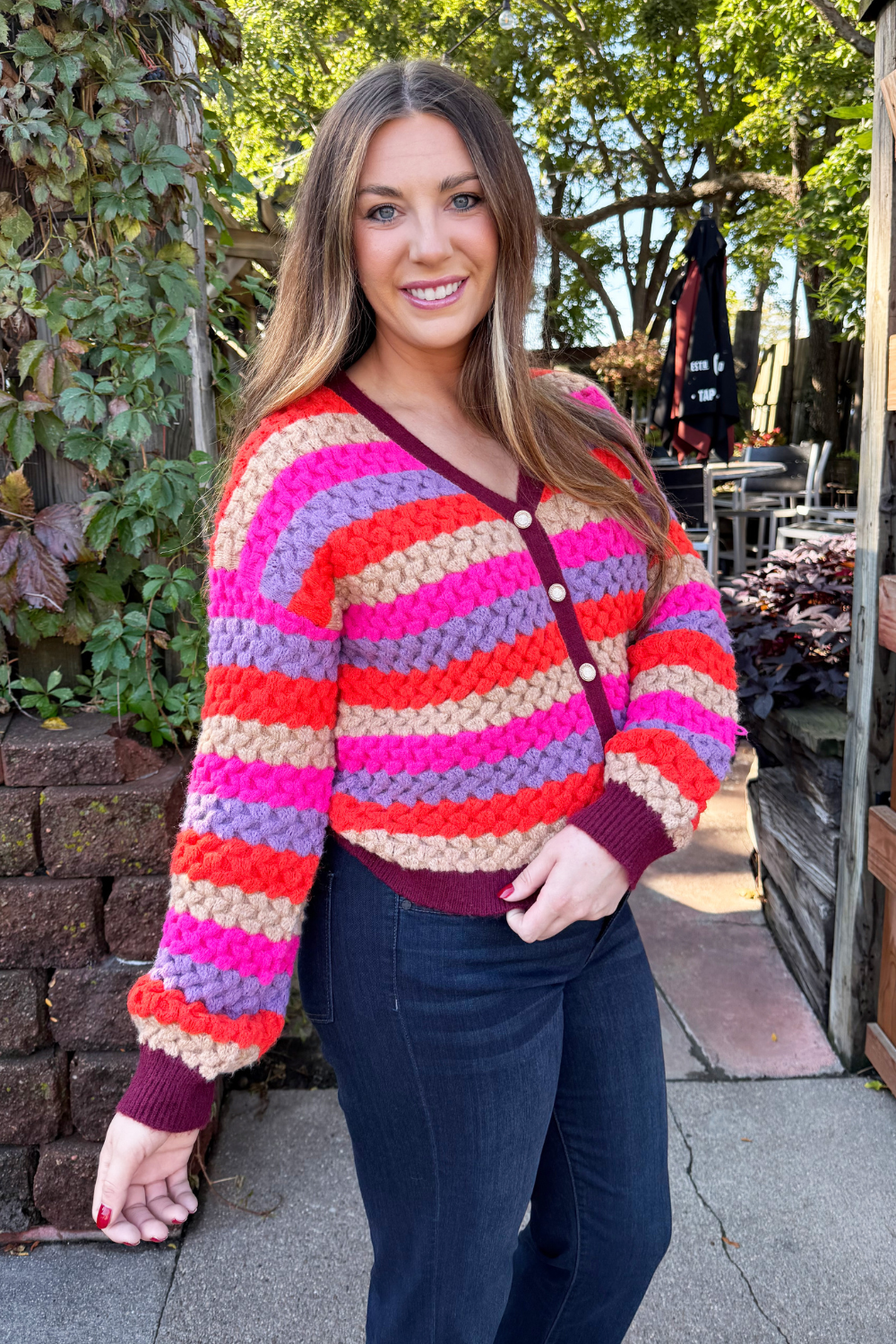 V Neck Button Down Cardigan