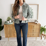 Washed Denim Peplum Jacket