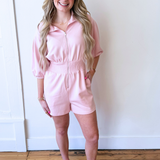 Zip Smocked Waist Romper