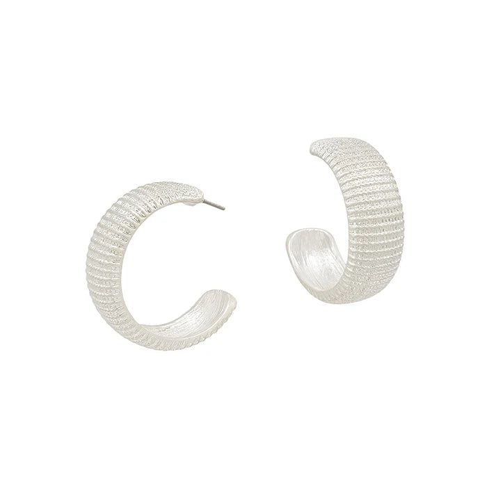 Ribbed Textured 1.25" Hoop Earring