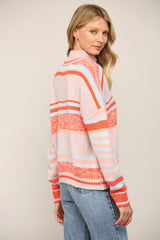 Stripe Knit Mock Neck Sweater