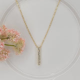 Vertical CZ Bar Pendant Necklace