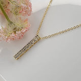 Vertical CZ Bar Pendant Necklace