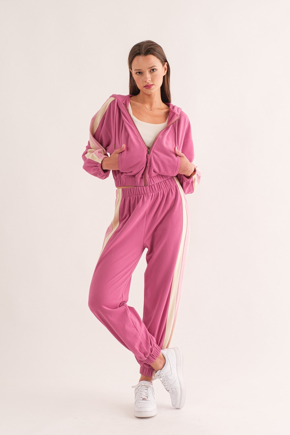 Relaxed Fit Colorful Side Sweat Set-Bottom