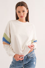 Colorblock Sleeve Crew Neck Sweatshirt