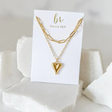 Layered Paperclip Necklace with Heart Charm