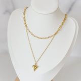 Layered Paperclip Necklace with Heart Charm