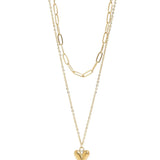 Layered Paperclip Necklace with Heart Charm