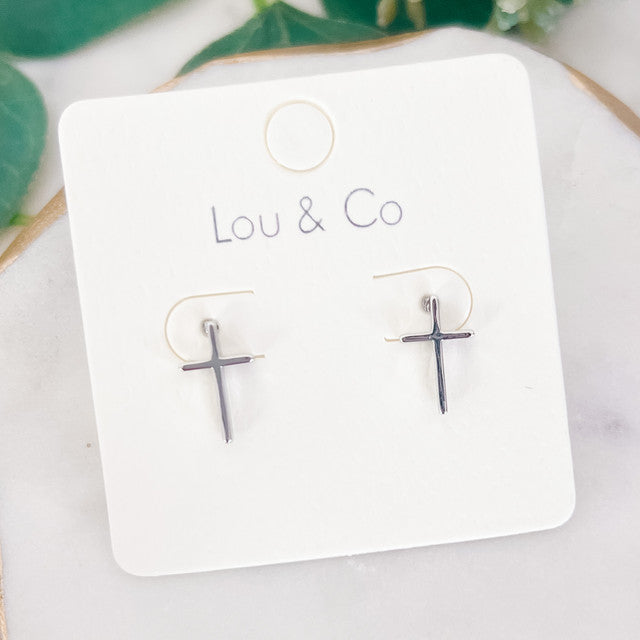 Gold Dipped Cross Stud Earrings