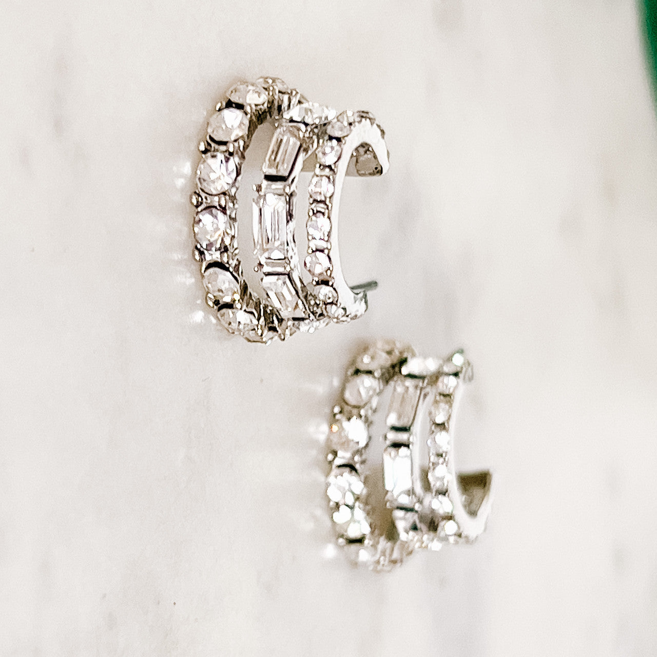 Triple Hoop Stone Encrusted Earrings