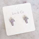CZ Cross Stud Earrings
