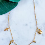Mini Cross and Key Charm Necklace