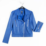 Liquid Leather Zip Cuff Moto Waist Jacket