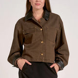 Front Pocket Leather Detail Jacket
