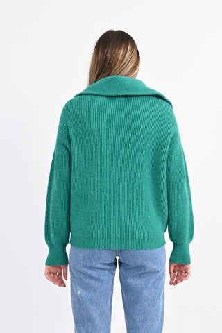 Cowl Neck Zip Sweater