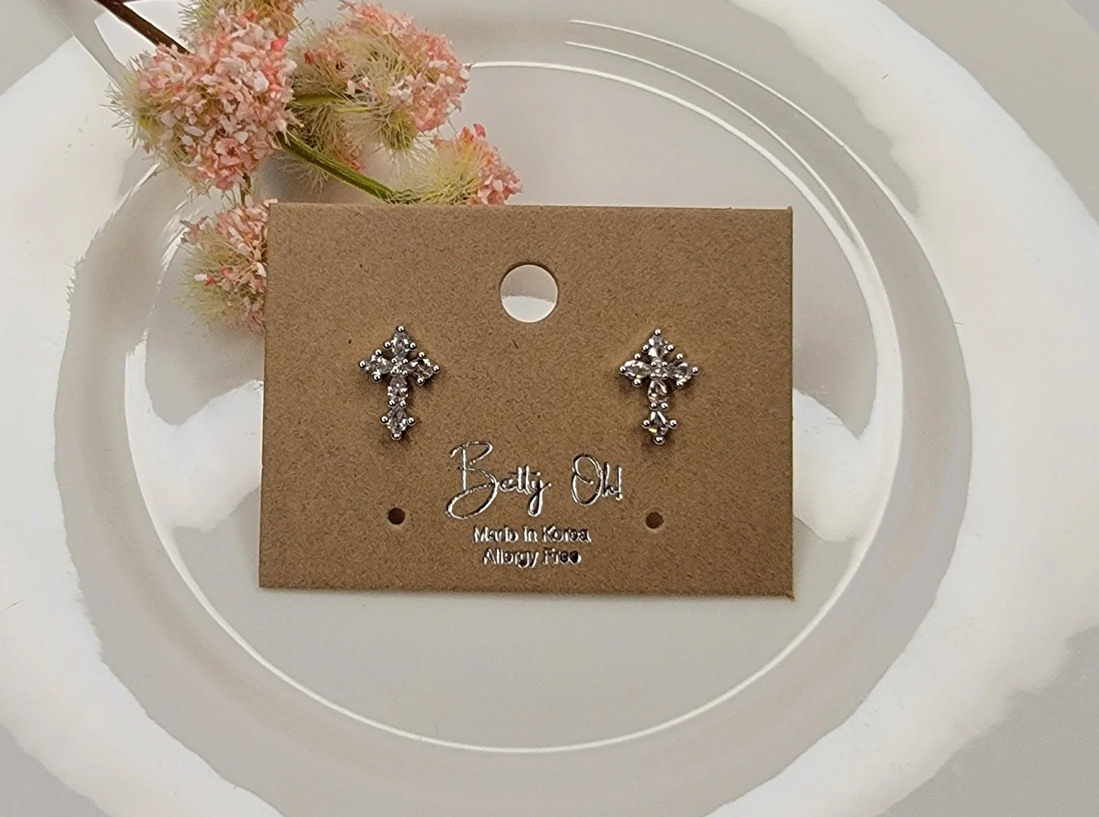 Small Cross CZ Post Earrings