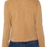 Collarless Jacket with Frayed Edges