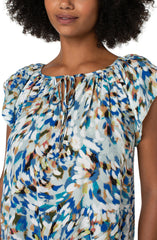 Petal Sleeve Woven Top W/ Neck Ties