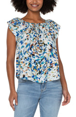 Petal Sleeve Woven Top W/ Neck Ties